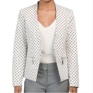 Carmen Marc Valvo Polka Dot Cutaway Front Blazer